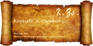 Kostyák Zsombor névjegykártya